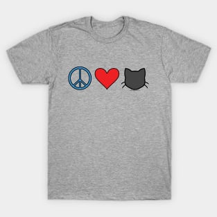 Peace Love Cats - Black T-Shirt